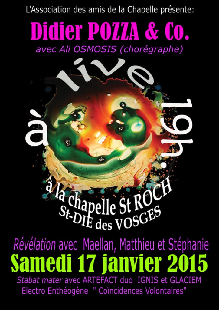Affiche de la soirée du 17 janvier 2015 à la Chapelle Saint-Roch.