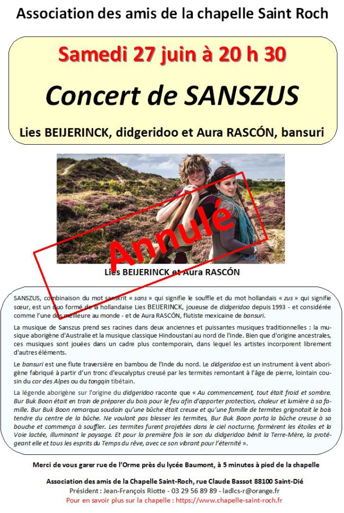 Affiche de l'annulation du concert de Sanzus