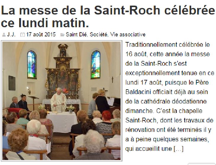 Article de Saint-Dié Info du 17 août 2015
