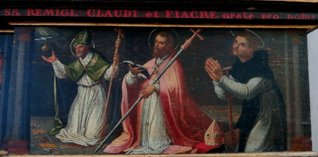 Prédelle du retable de Claude Bassot (1625) : Saint Rémi, Saint Claude et Saint Fiacre.